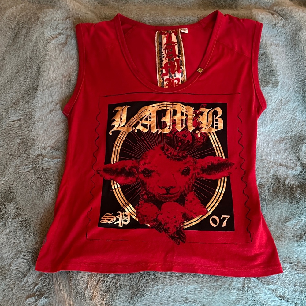 L.A.M.B. Red Graphic Tank Top